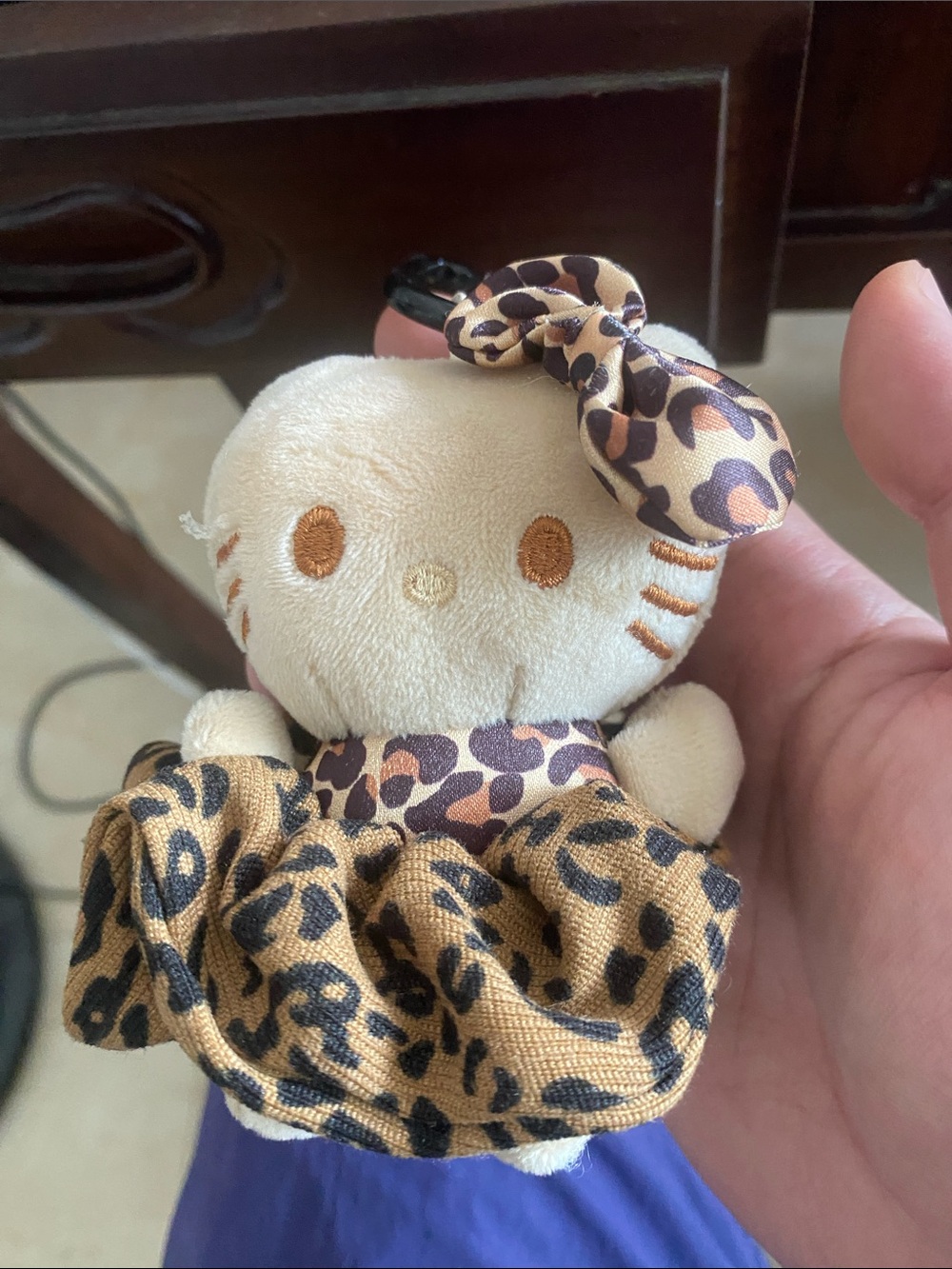 Hello Kitty Leopard-Print Plush Keychain - Cream, Brown & Black